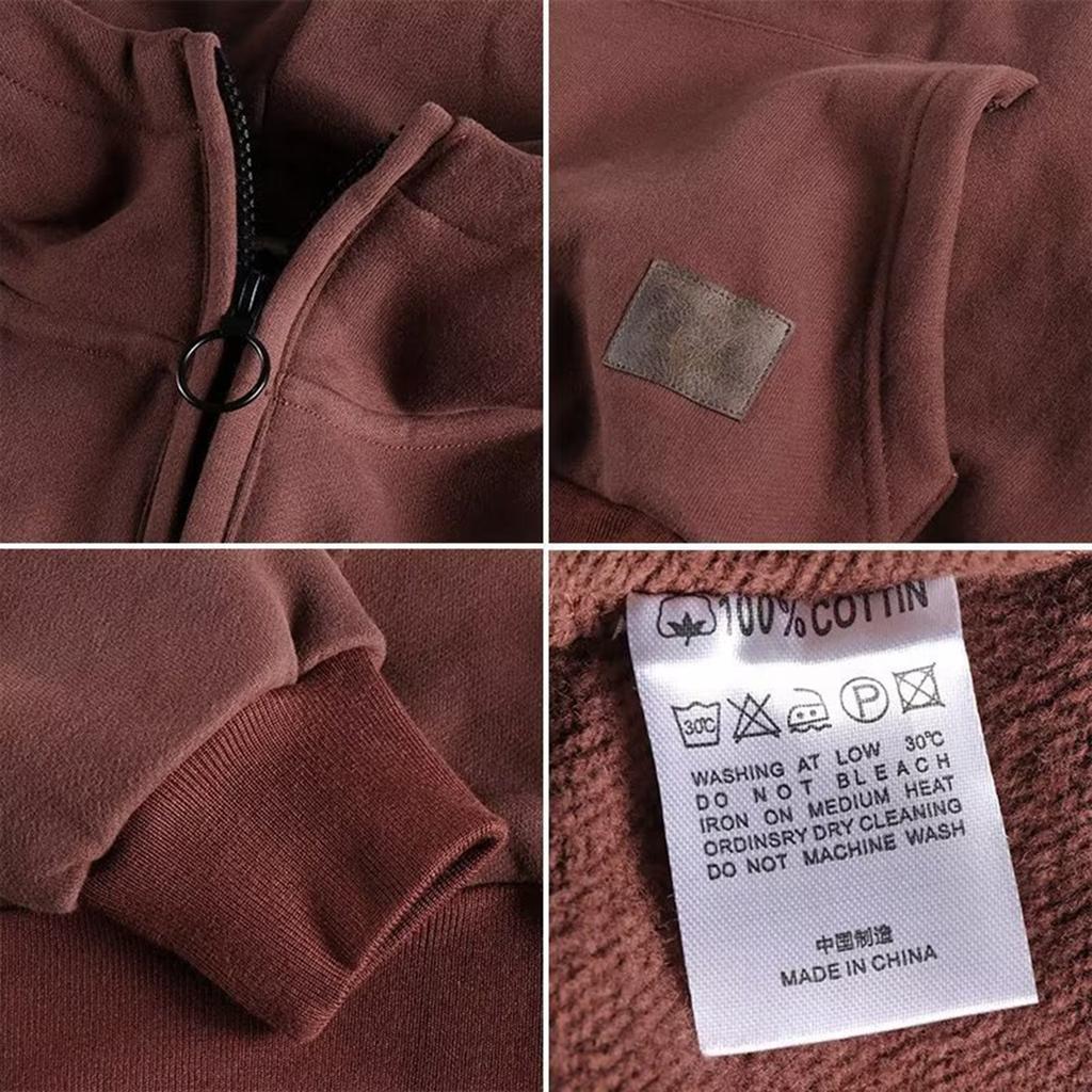 Half Zip Baggy Hoodie Men Pullover Longsleeve  Casual Hoodies Fashion Vintage Hooded Sweatshirt