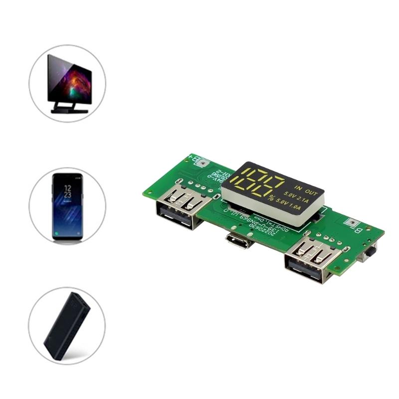 18650 Charging Board Double USB Output Mobile Power Module 5V 2.4A/2A 1A with Overcharge and Shortcircuit Protections
