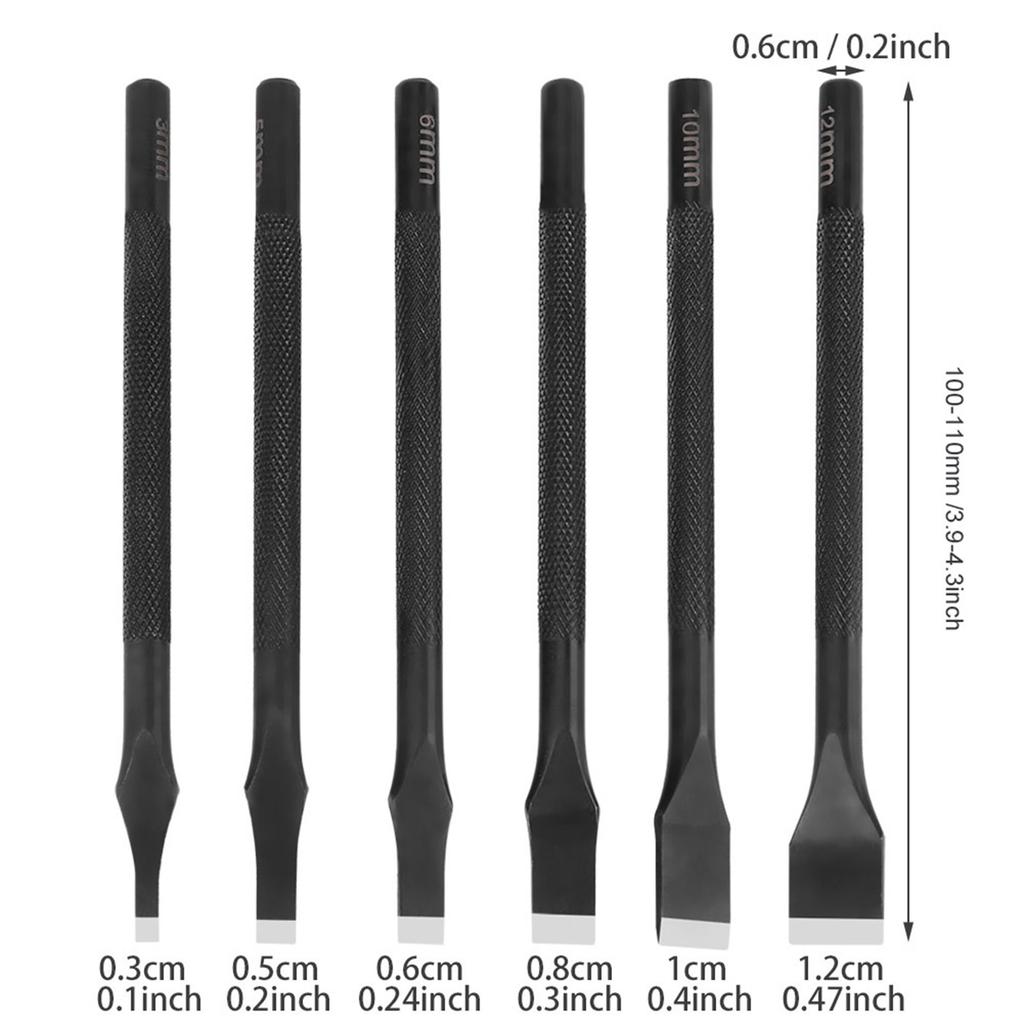 Japanese Black Slotted Straight Flat Tip Punch Cut Leather Craft DIY Tool