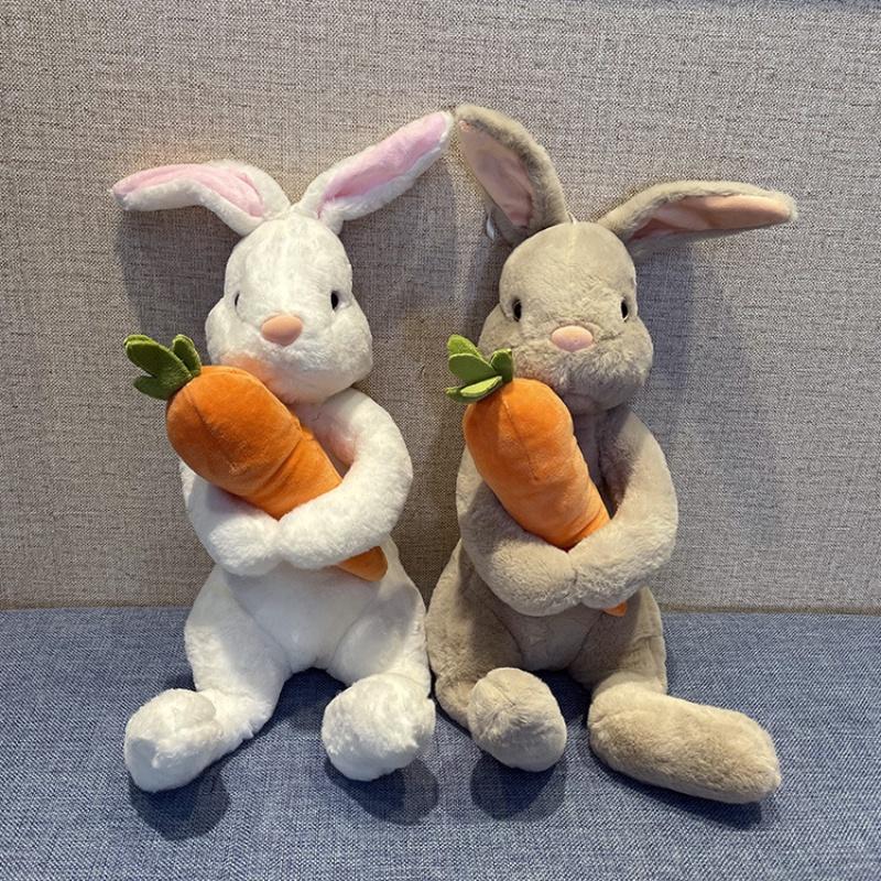 Cute Cartoon Rabbit Plush Toy With Carrot, Brown Short Plush Stuffed Animal Doll For Kids Gift 75 Characters