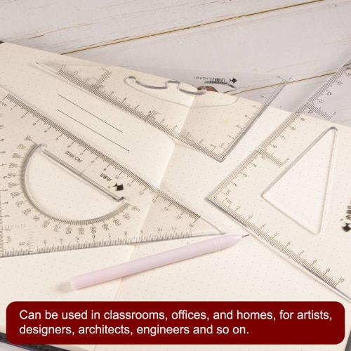 uxcell Triangle Ruler Square Set, 18cm x 16cm, 30/60 and 45/90 Degrees, Measuring Tool for Classroom, Home, and Office, Transparent, 2 Pieces