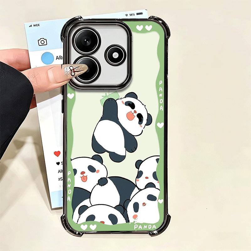 Cute Cartoon Panda Plating Phone Case For Xiaomi Poco X5 X6 X7 X8 Pro Max F8 Ultra F7 M8 M7 M5S Redmi 15C 15 14C 13C 13 X3 12C F