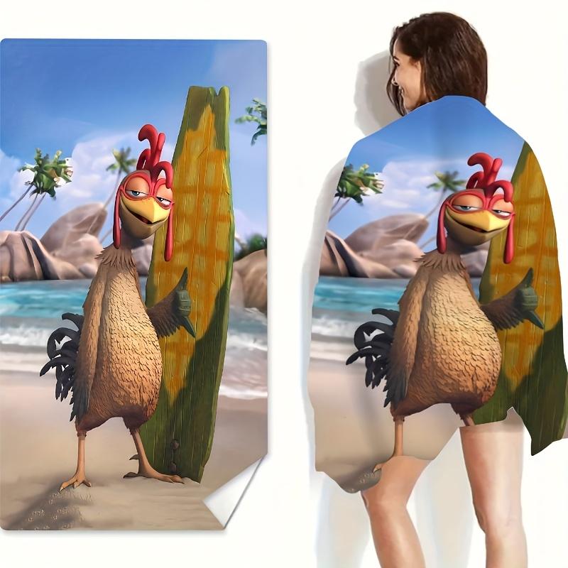 

Funny Cartoon Rooster Beach Towel, Soft Microfiber Quick Dry Oversized Bath Towel, Summer Pool Blanket for Kids & Adults 1pcs W40*H60(CM)