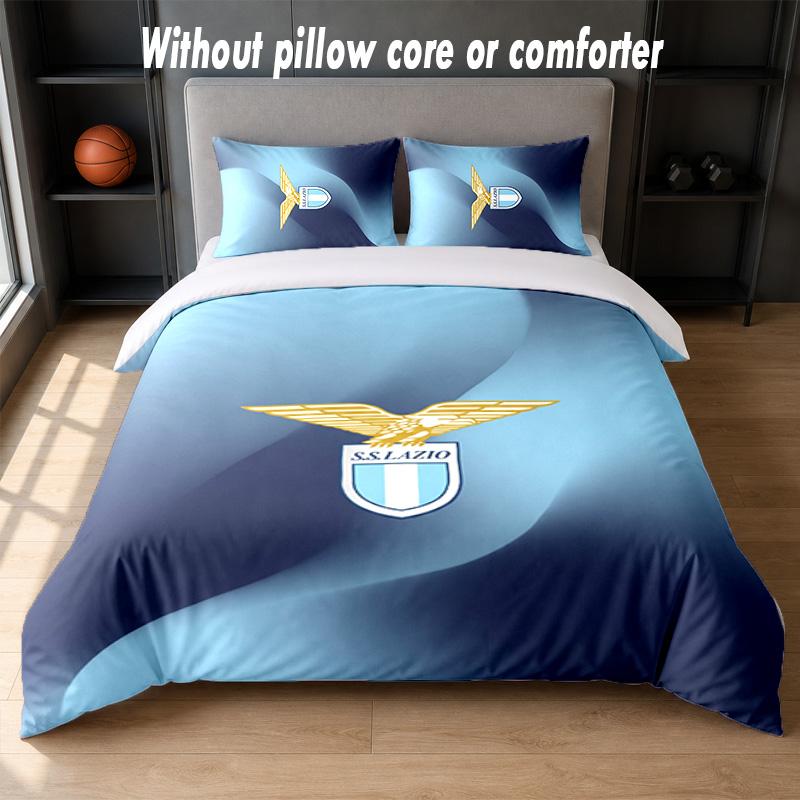 Lazio FC Design Bed Bedding Set 1 Duvet Cover + 2 Pillowcases Soft Breathable Household Bed Linens