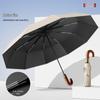 OEING Automatic 10-Rib Solid Wood Handle Umbrella