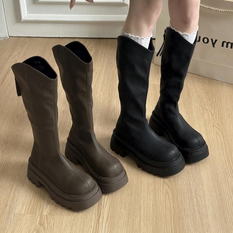 Thick-soled Long Tube Tall Boots Women's Summer 2025 New Autumn Brown Maillard Western Cowboy Thin Boots Knight Boots