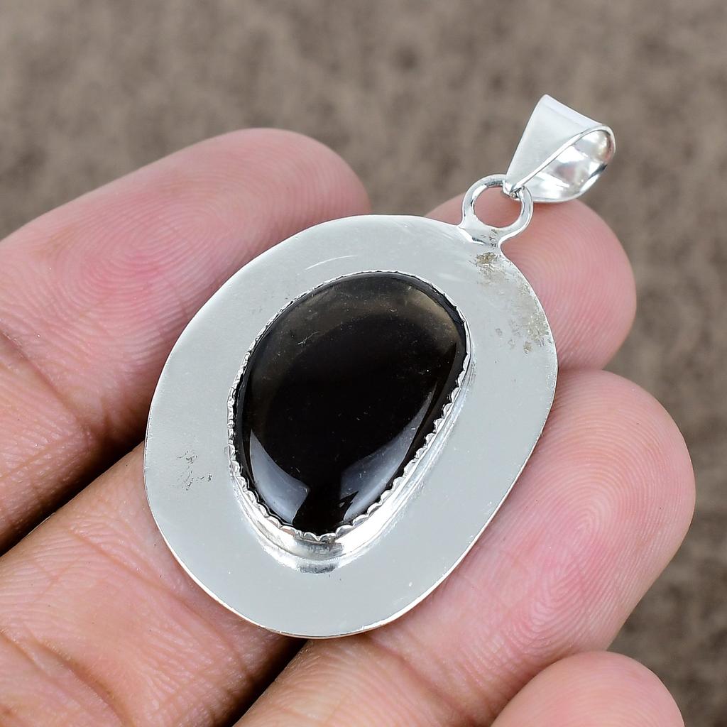 Smoky Topaz Gemstone Handmade 925 Sterling Silver Jewelry Pendant 1.77" KKG-752