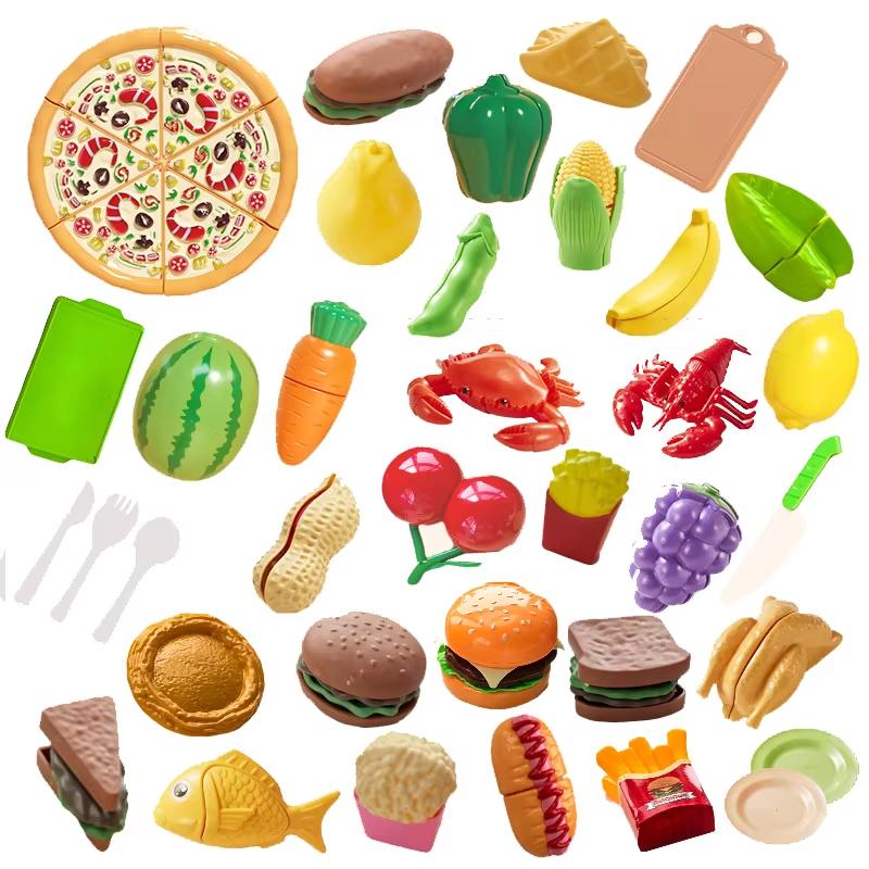 Children's Kitchen Toy Set Simulated Kitchen Cutting Cookware Simulated Fruits Cutting Toys Cooking Accessories for Kids Gift
