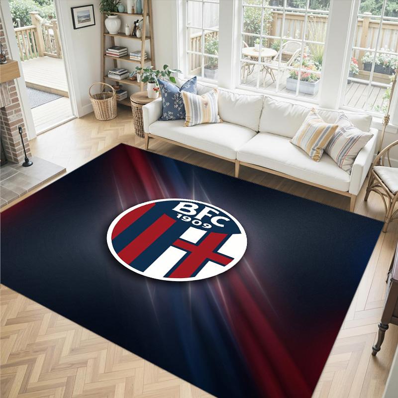 Bologna FC Design Crystal Velvet Carpet Cozy Non?Slip Printed Rug For Bedroom Living Room Entrance