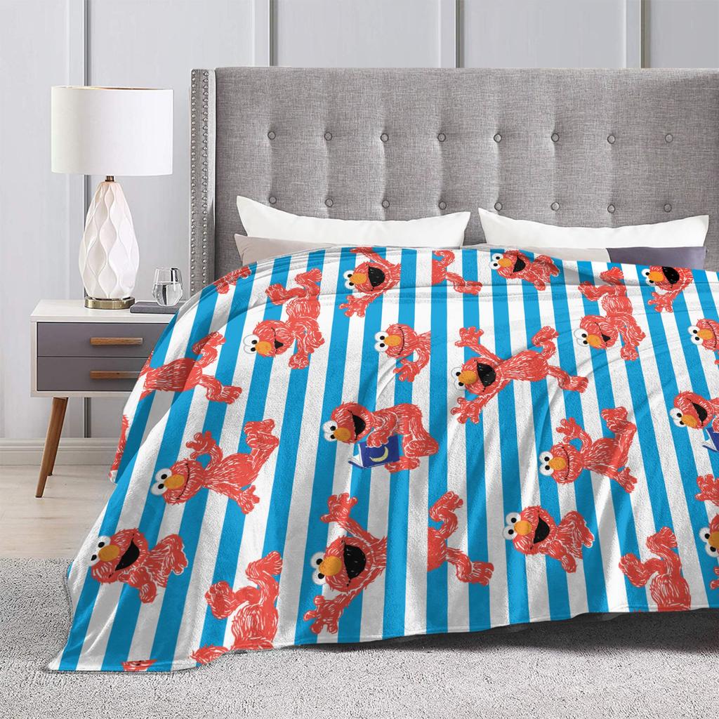 Crayon Elmo Stripe Pattern Sesame Street Wool Blankets  Funny Throw Blankets for  Sofa Bedding Lounge 150*125cm Bedspread