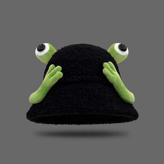 Winter Fischerhut Cartoon 3D Frosch Design Verdickter Plüsch Fischerhut Damen Outdoor-Aktivitätszubehör