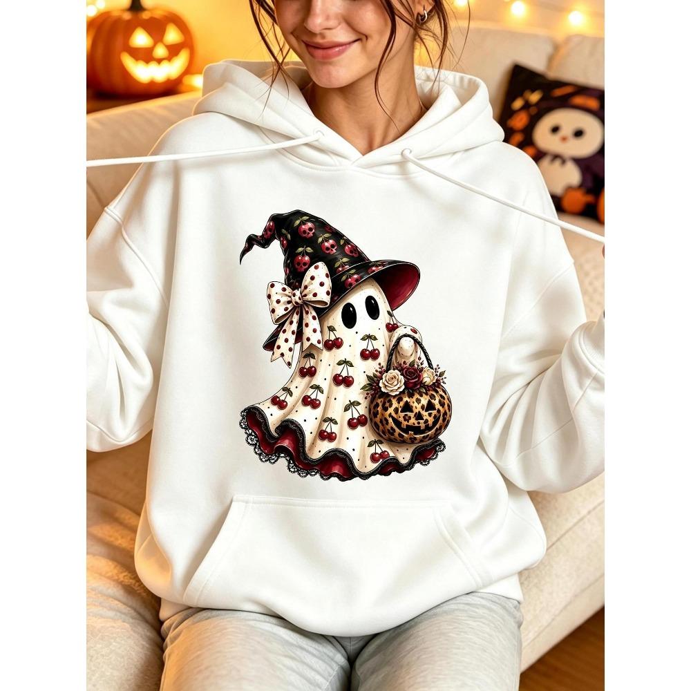 Women's Hooded Sweater Halloween Double Hat Loose 3D Printing Loose Comfort Casual Daily Creative Sweatshirt