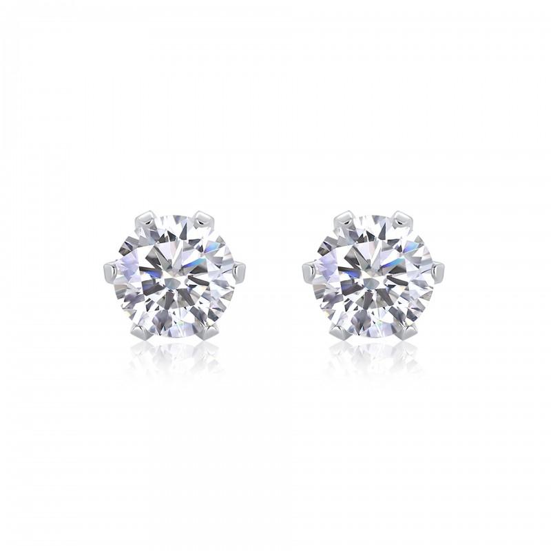Moissanite Stud Earrings Minimalist 6 Claw Ins Style Women