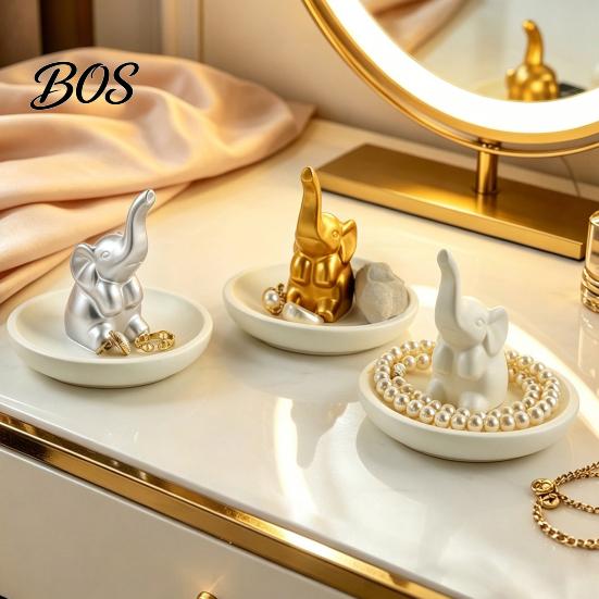 Compact Jewelry Case Storage Tray, with Upturned Nose Elephant Design, Multi-color Tray Waterproof Organizer for Rings Earrings Bracelets Durable