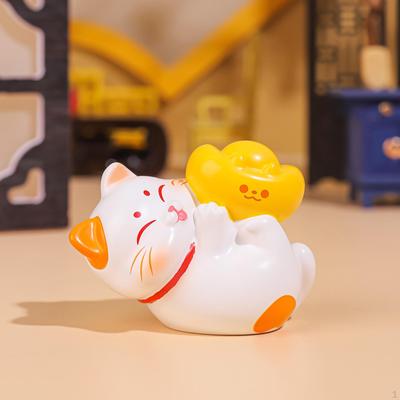 Lucky Cat Figurine Creative Statue Birthday Gift Cute Sculpture Tabletop Decoration for Home Bedroom