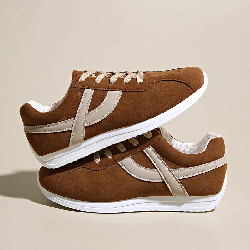 

Soft Leather Fashionable Casual Lightweight Women s Sneakers Spring Autumn Thick Bottom Flat Shoes Sport Shoes Sneakers 43 коричневый