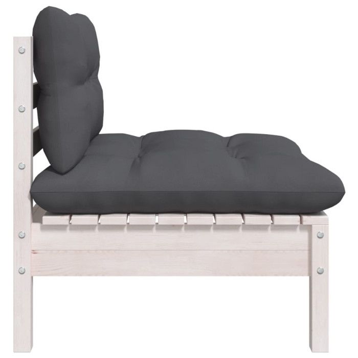VidaXL Bois de Pin Massif Canapé Central de Jardin avec Coussins Canapé Central de Patio Meuble de Terrasse Canapé de Jardin 806635