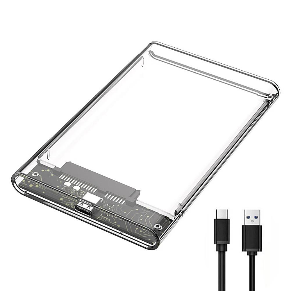 2.5 Inch Hard Drive Enclosure Transparent HDD SSD Enclosure USB 2.0 USB 3.0 Mobile Hard Drive Case USB3.1 Type C for MacBook PC