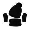 3Pcs/Set Women Hat Scarf Gloves Set Solid Color Design Twist Texture Thickened Warm Plush Lining Hat Scarf Gloves Winter Accessories