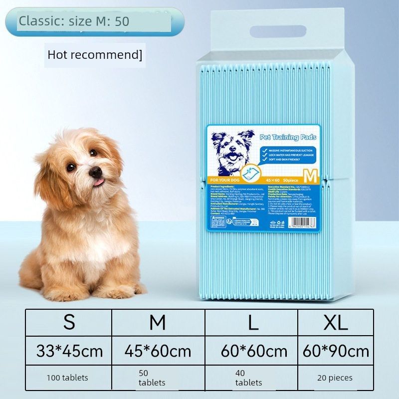 

Dog Pet Supplies Diaper Pad Disposable Diaper Wet Diaper Pad Toilet Deodorant Absorbent Diaper Thickened Pet urine pad Basics M [45*60] * 50 pieces