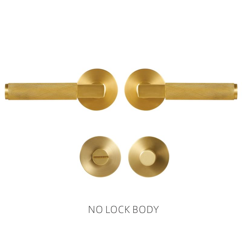 Dooroom Drehknauf Gerändeltes Messing Türschloss-Set Modernes Interieur Schlafzimmer Badezimmer Holztür Drückergarnitur Dummy Privacy Durchgangsschloss