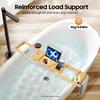 Extendable Bamboo Bathtub Tray Retractable Bathtub Shelf with Soap Box Single Box Waterproof Fabric for Bathroom