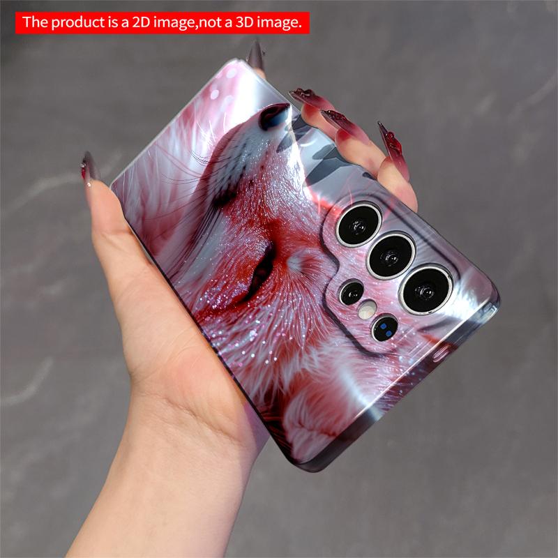 2DFlat Samsung phone case Pink Fox with Glittering Fur Close-up Applicable to Galaxy S22 S23 S24 S25ULTRA S26 A12 A13 A14 A15 A16
