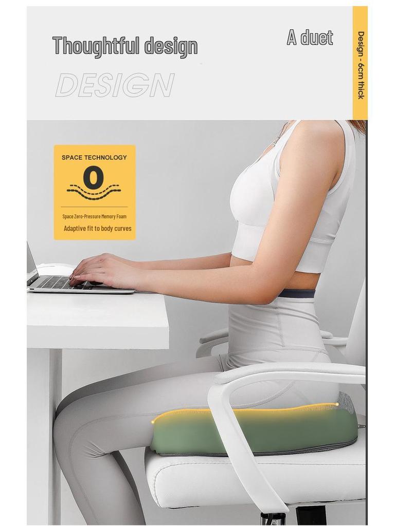 Ergonomic Memory Foam Office Chair Cushion for Lumbar Support and Long Sitting Comfort