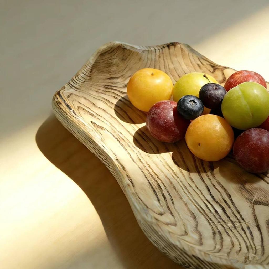 Irregular Wooden Tray Handmade Hand Carved Serving Platter Wood Rustic Fruit
