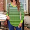 Camicie da donna a maniche lunghe a sbuffo, tuniche autunnali a maniche lunghe con scollo a V plissettato e stampe