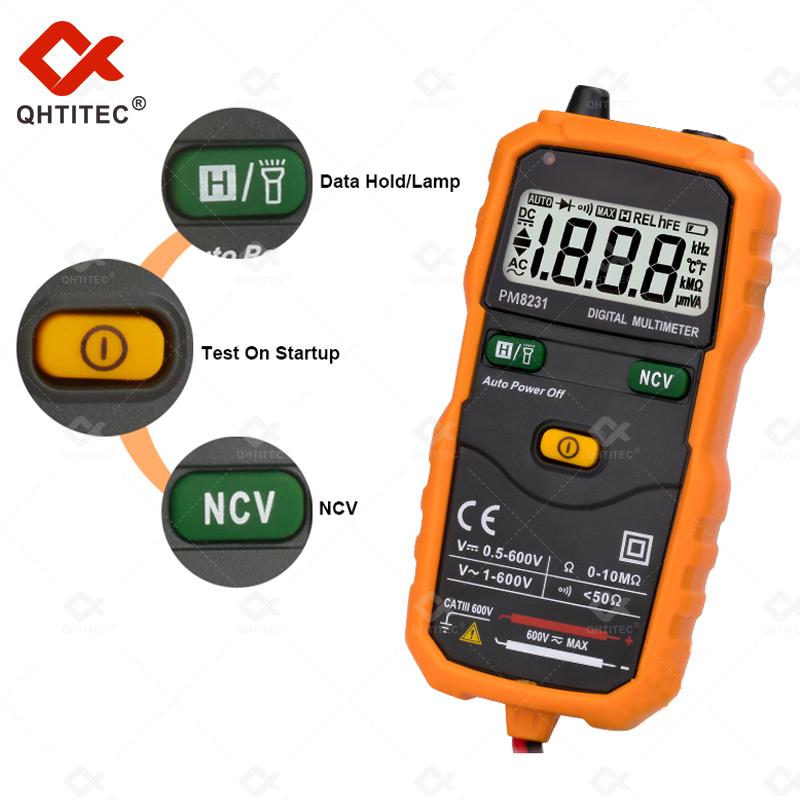 Mini Digital Multimeter 2000 Counts Pm8231 Ncv Non-contact Voltage Detection 1-600v Ohm Meter Tester Electrician Tools