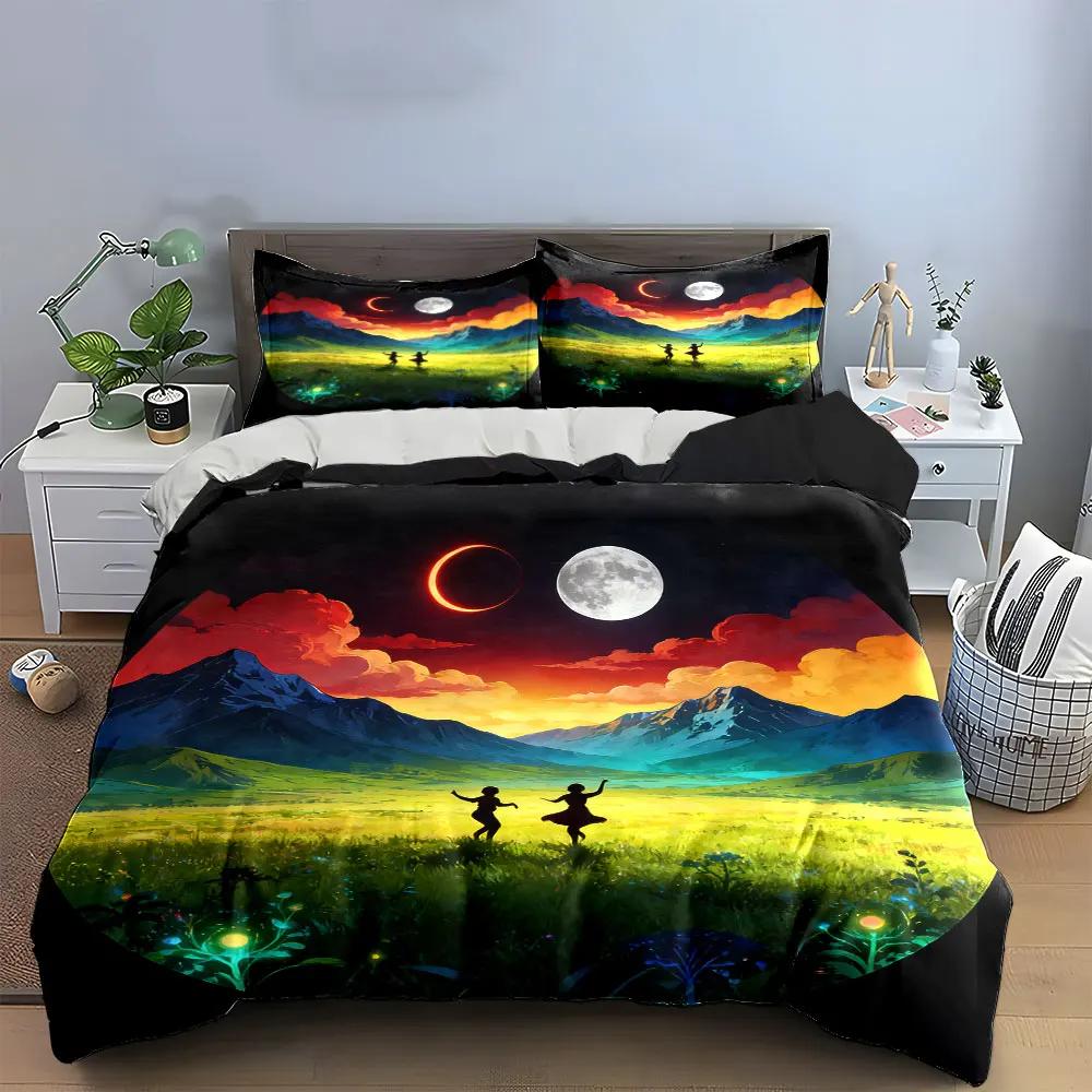 "Mountain Sunset Art Decor Set" Soft Comfortable Duvet Cover Bedding Set Included 1*Duvet Cover & 2*Pillowcases Gift