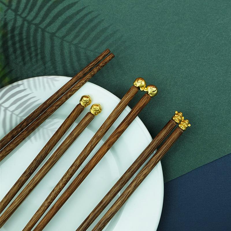 5 Pairs of Chicken Wings Wood Auspicious Meaning Wooden Chopsticks Five Meal Gifts Solid Wood Chopsticks Tableware 25cm
