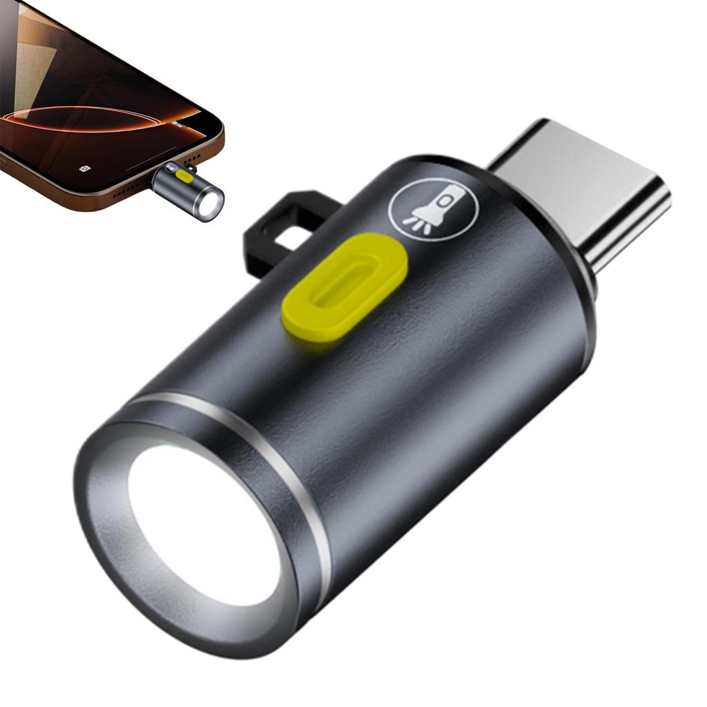 Portable Type-C Mini Flashlight Phone Keychain USB-C Electric Torch Nightlight Table Lamp For Riding Sports Outdoor Camping