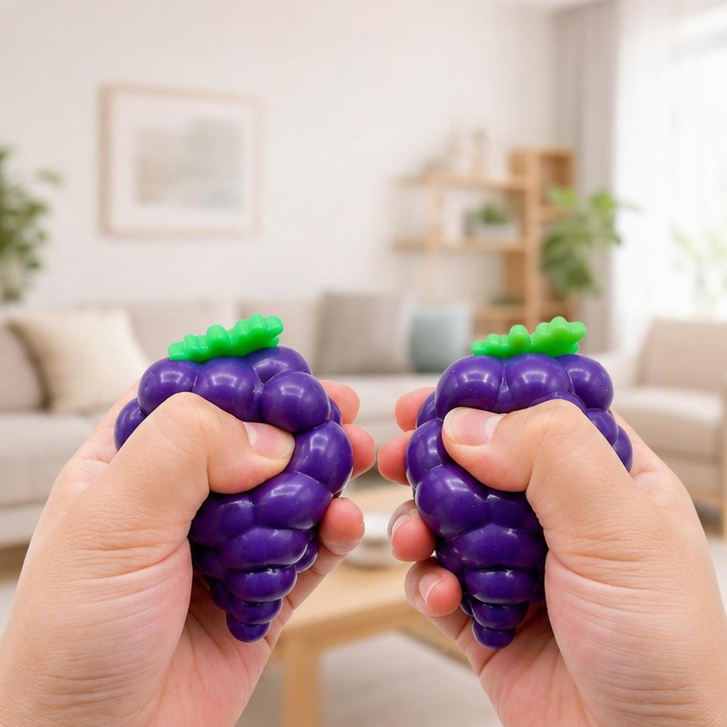 Slow Rising Purple Grape Pinch Squeeze Ball Brick Surface Texture Sensory Tension Relief Sensory Toy