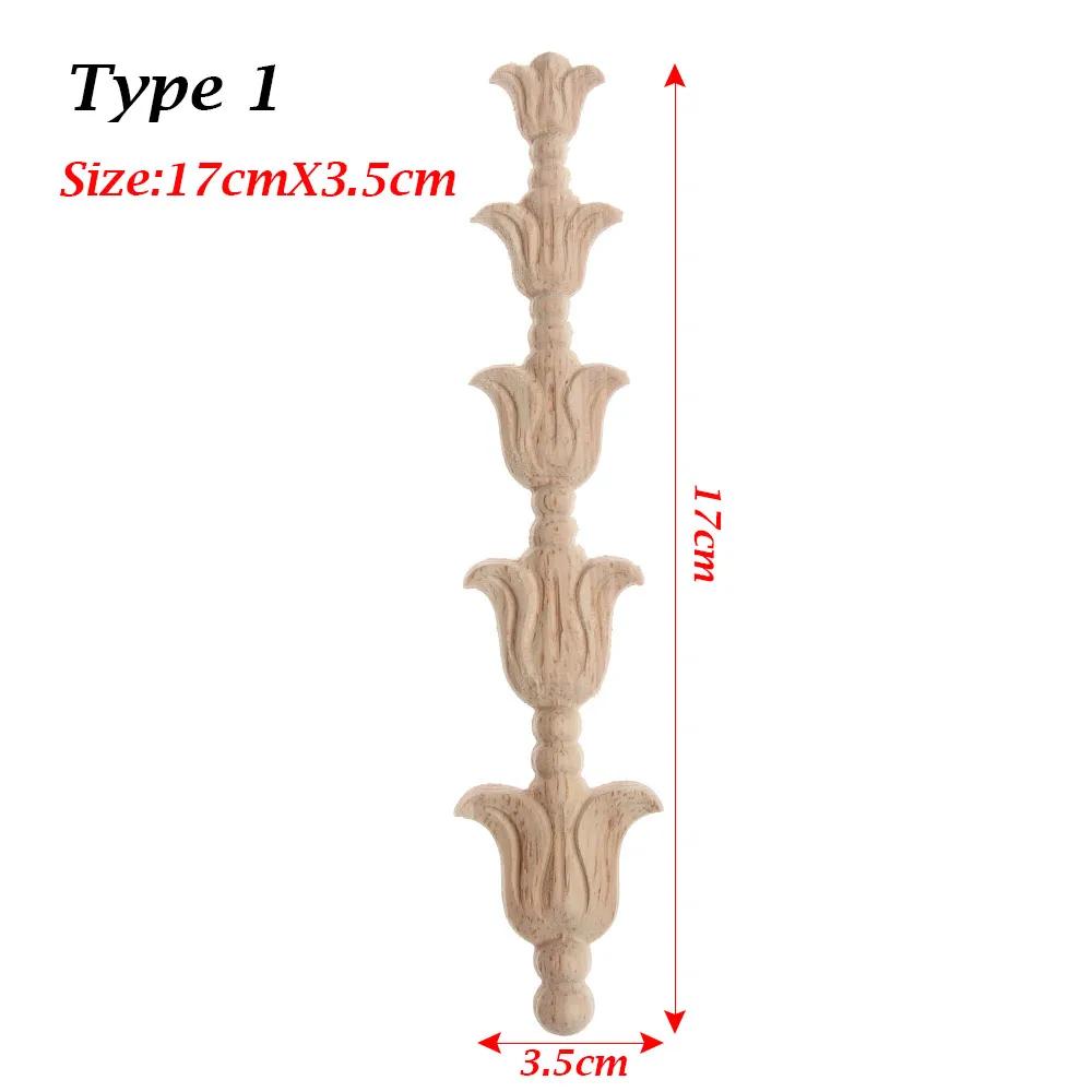 Natural Woodcarving Rose Flower Corner Appliques Wood Floral Carved Furniture Cabinet Door Unpainted Mouldings Decal Decorative