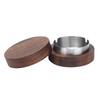 Wooden Compact Ashtray with Lid Stainless Steel Liner Innovative Windproof Cigarettes Ash Tray for Office