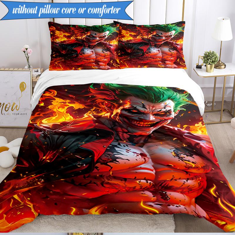 3PCS The clown's Fiery Rise Bedding Set,Including 1pc Duvet Cover And 2pcs Pillowcases Perfect for Bedroom, Dormitory, Fan Christmas gift