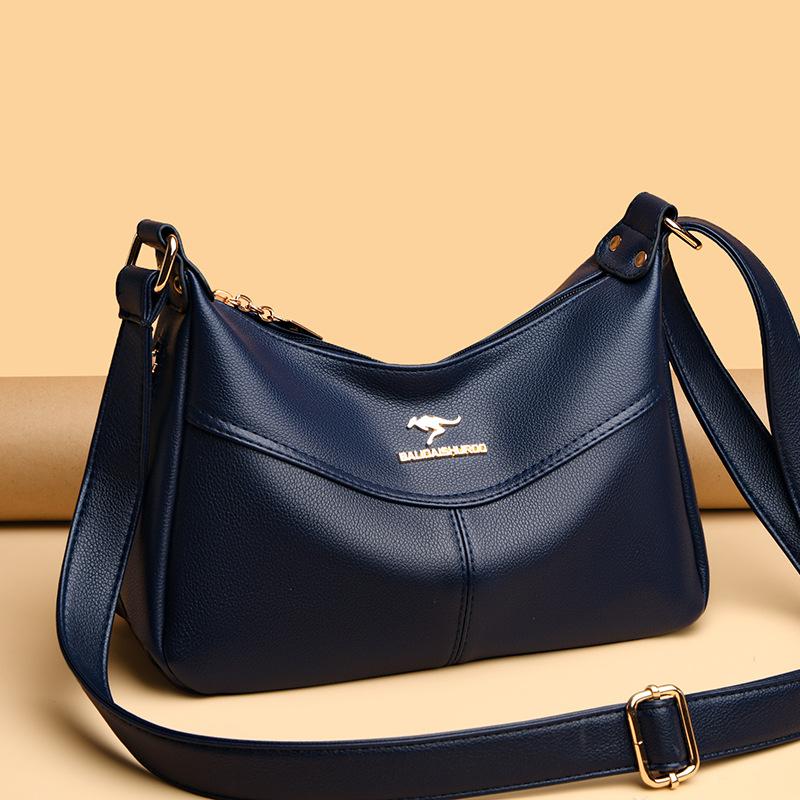 Women's Bag Summer New Large-capacity Soft Leather Messenger Bag Lychee Pattern Retro Fashion Shoulder Bag