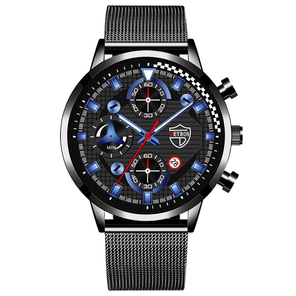 Stainless Steel Mesh Strap Men S Watch Trend Fashion Calendar Luminous Quartz Watch