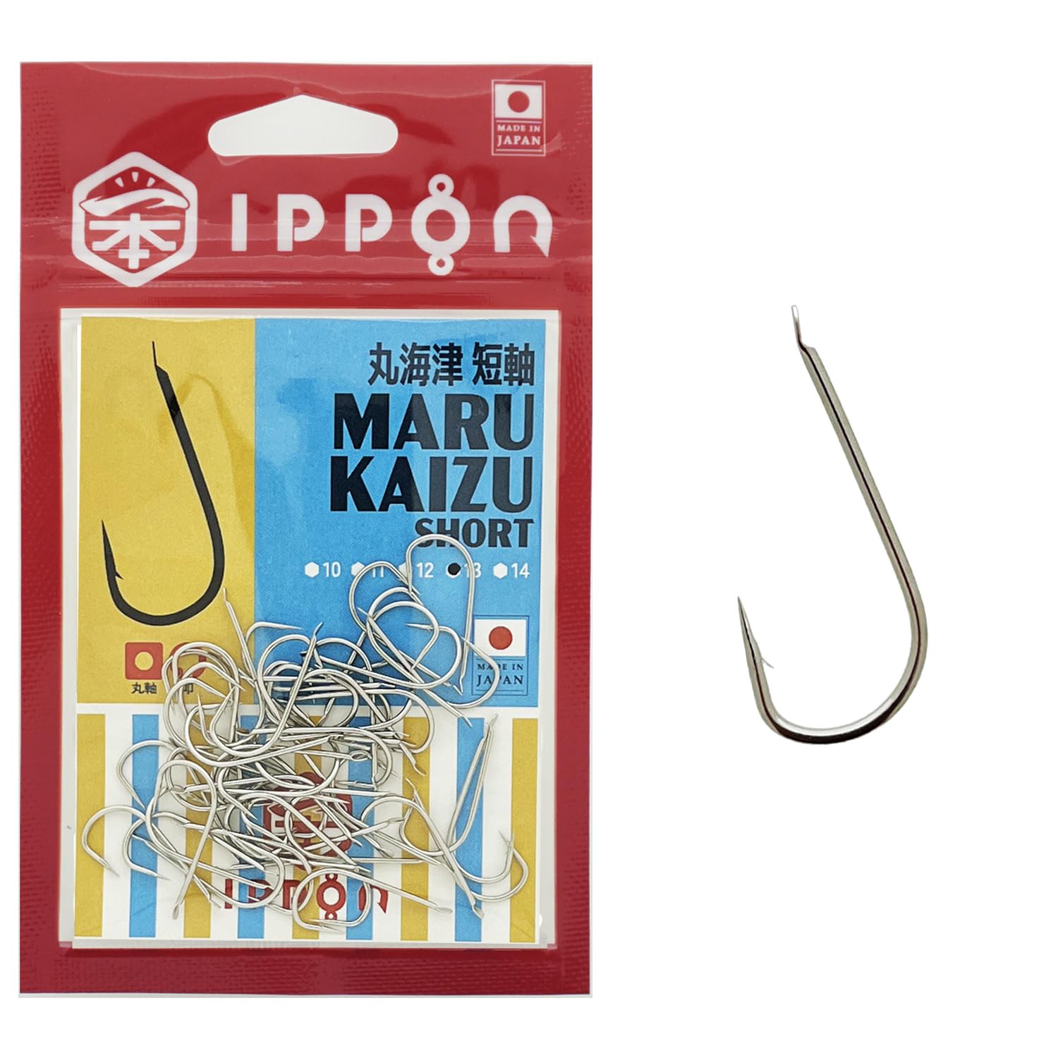 

IPPON Marukaizu Short Shank Nickel-Coated Fishing Hooks, Made in Japan (Size 1350 Hooks)