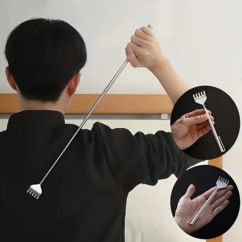 Stainless Steel Telescopic Itching and Scratching Device for The Back, Comfortable and Durable, Compact and Portable