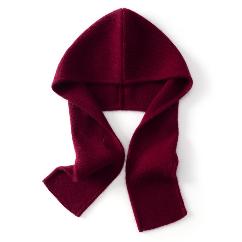 Flat Cashmere Hat Scarf Integrated Women's Winter One-piece Neck Cover Hat Warm Ear Protection Knitted Wool Pullover Hat