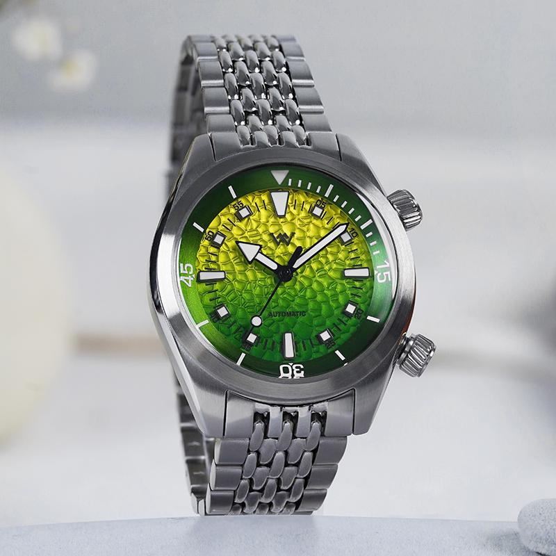 WM Watch Automatic Mechanical Diving Watch Men’s Honeycomb Gradient Dial AR Coating 8215 Welly Merck Watches WM239