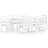 7 Piece White Solid Wood Pine Garden Dining Set