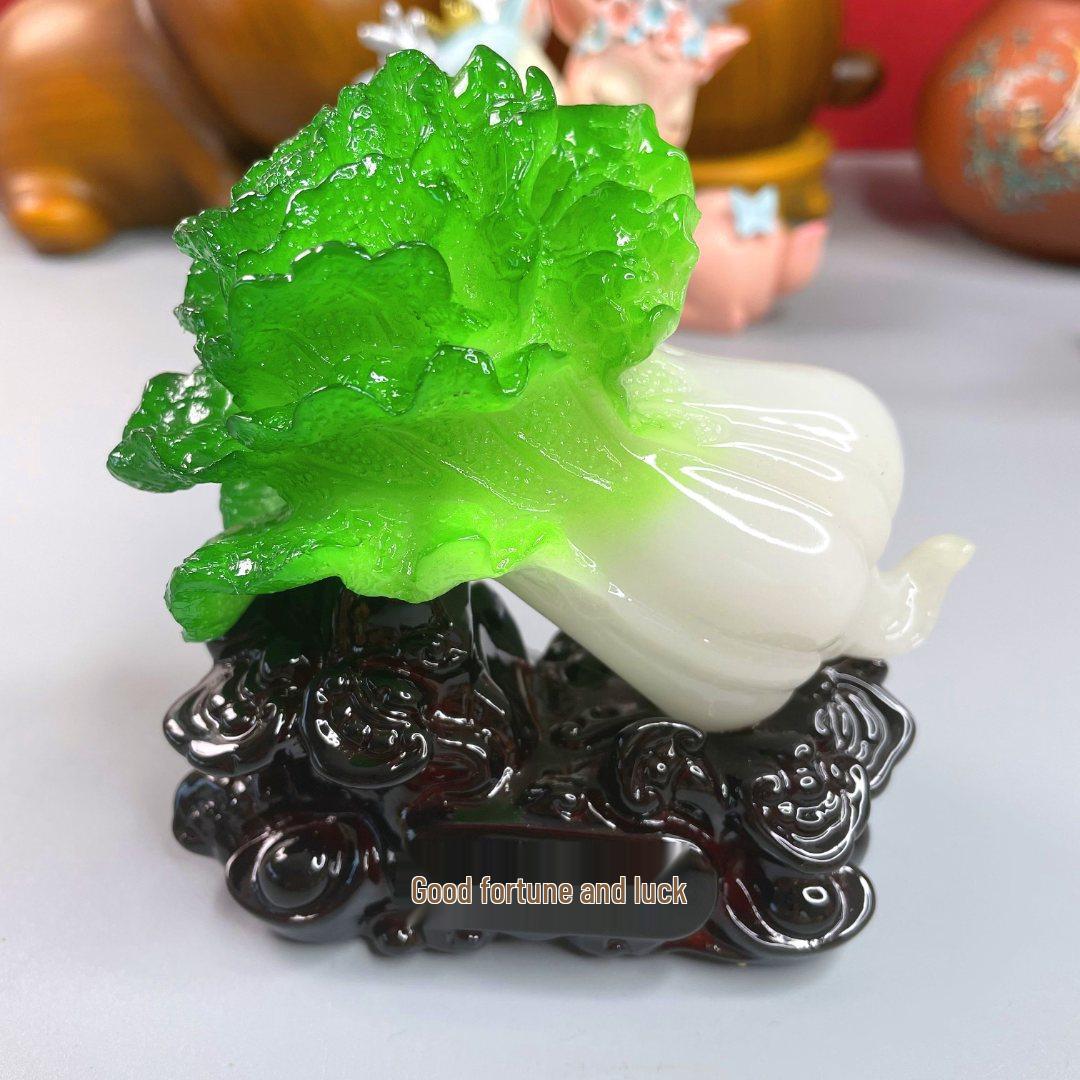Fortune Cabbage Resin Ornament for Home and Car Decoration - Creative Gift