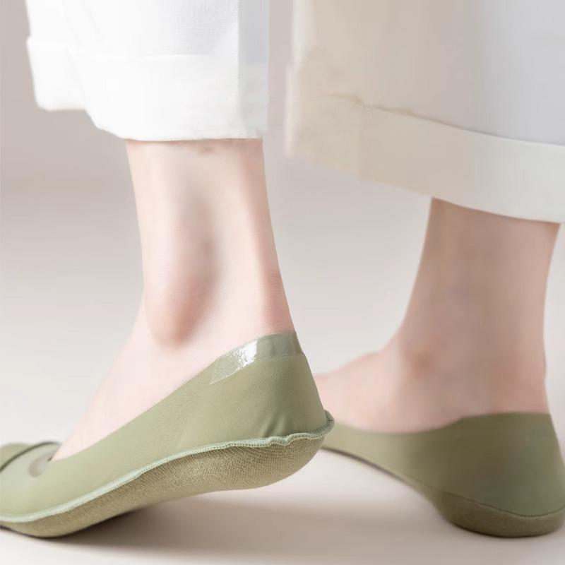 Calcetines náuticos de seda helada para mujer, de algodón, de corte bajo, antideslizantes, a la moda, antirroturas.