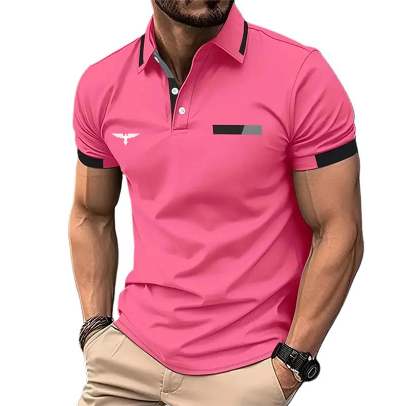Men s button polo shirt casual holiday lapel short sleeved shirt S