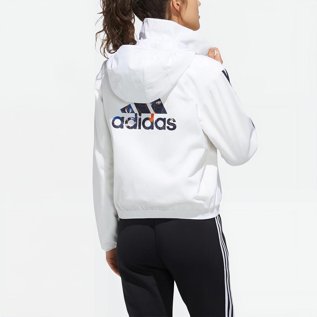 Adidas Printed Sports Hooded Fleece Jacket Women Jackets White GG0764