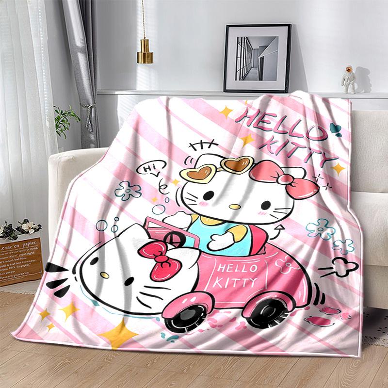 1pc Pink Hello Kitty's Adventure Blanket, Soft Throw for Home Decor, Gift Idea for Family and Friend, Living Room, Travel, Camping, Car Blankets, Beac